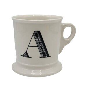 Anthropologie Mug Monogram Initial A  4" Personalized Barber Shaving Alphabet